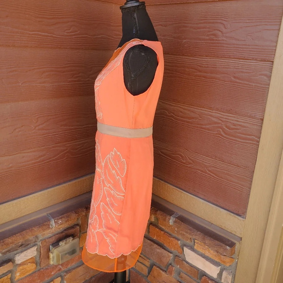Altar'd State Orange Sleeveless Dress With Leaf Embroidery Size Small - Picture 8 of 15